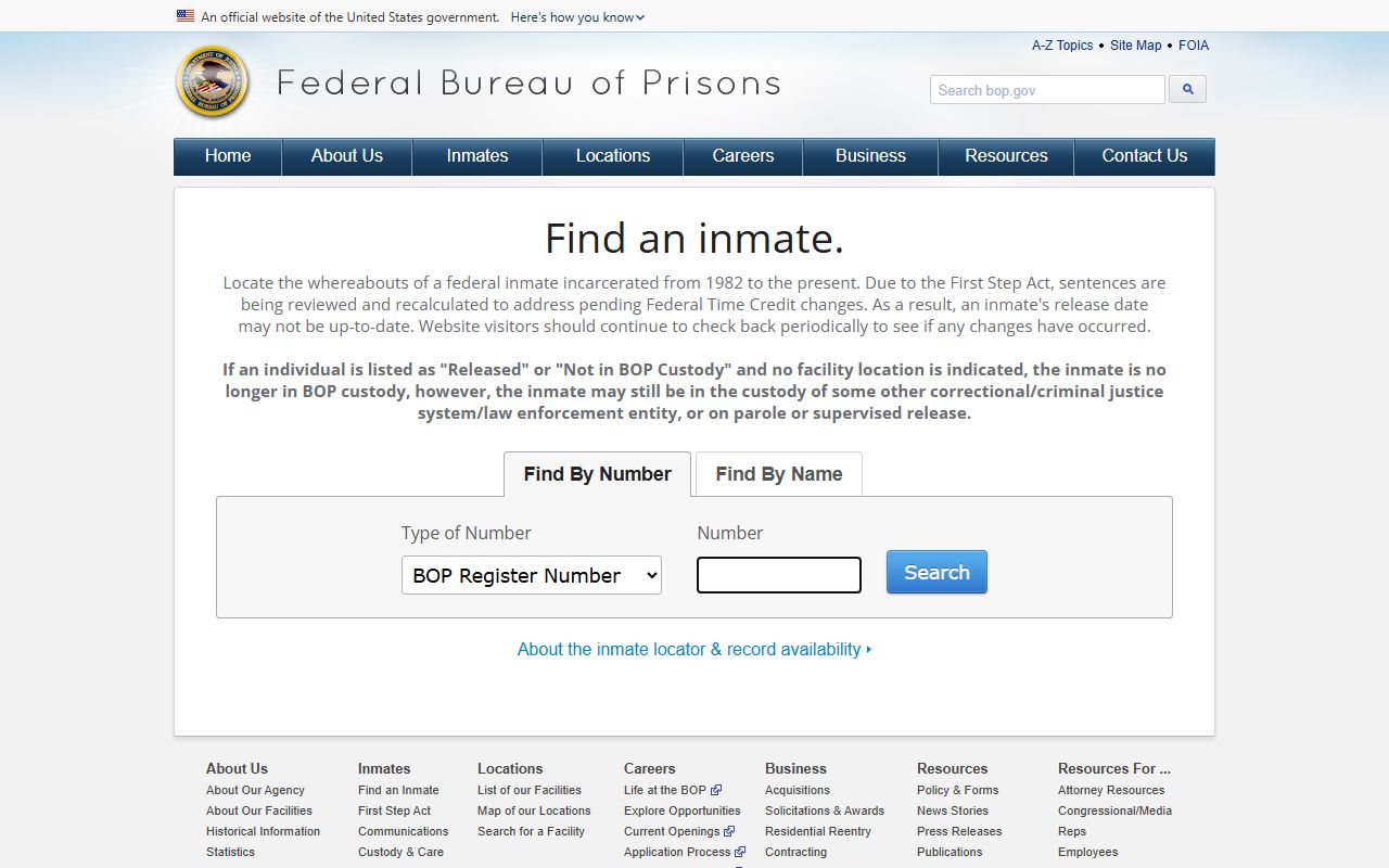 Jefferson County inmate population federal BOP locator fallback