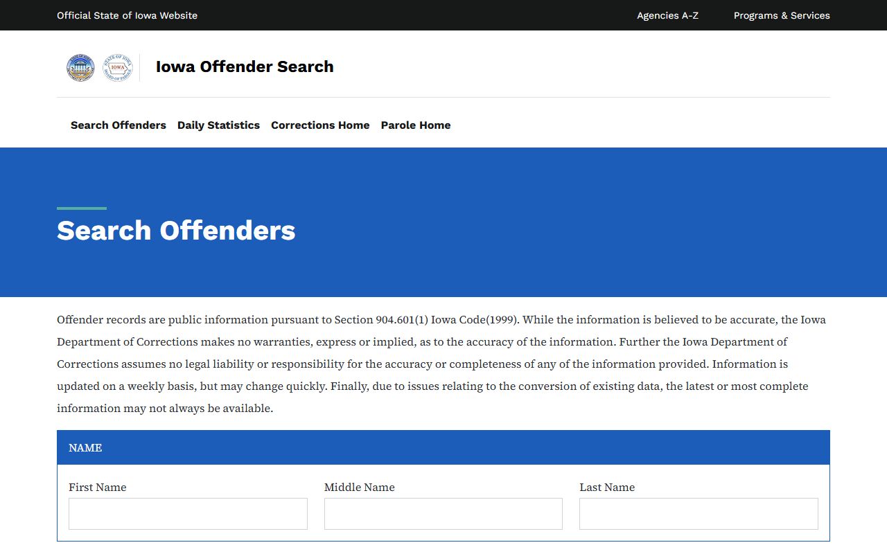 Jefferson County inmate population Iowa DOC offender search