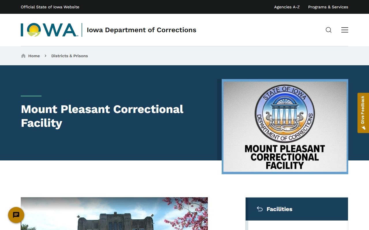 Mount Pleasant Correctional Facility offender search and Iowa DOC facility information